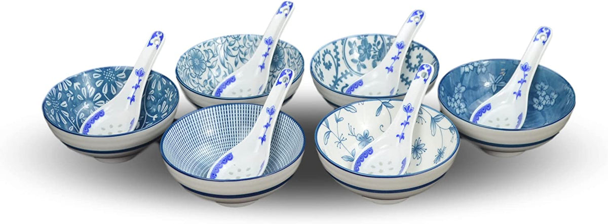 Japanese Porcelain Soup Salad Cereal Bowl 6 inch Set of 6 – AHX-Life