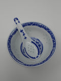 10 Pcs Fine Porcelain Blue and White Rice Pattern Bowls, Cereal Bowls, Rice Bowls with Free 10 Porcelain Spoons Jingdezhen China