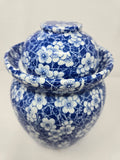 Blue and White Porcelain Pickling Jar with 2 Lids Fermenting Pickling Kimchi Crock Jingdezhen Chinese Blue Cherry Blossom