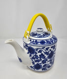 Large Teapot Blue and White Tea Pot Porcelain 60 OZ Floral