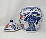 Blue and White Porcelain Ceramic Covered Floral Jar Vase, Food Container Storage Lotus Plum Blossoms,(J23)