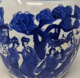 Blue and White Porcelain Ceramic Covered Jar Vase, Beautiful Antient Ladies , Jingdezhen (J19)