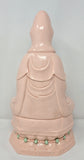 Festcool 12" Fine Porcelain Quan Yin Buddha Sitting on a Lotus Statue, Guanyin, Kwan Yin, Kuanyin, Goddess of Mercy on Altar (Pink) Dehua 519