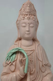 Festcool 12" Fine Porcelain Quan Yin Buddha Sitting on a Lotus Statue, Guanyin, Kwan Yin, Kuanyin, Goddess of Mercy on Altar (Pink) Dehua 519