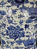 19" Antique Like Finish Blue and White Porcelain Lotus Temple Ceramic Ginger Jar Vase, China Ming Style, Jingdezhen (L6)