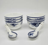 28-piece Bone China Blue and White Dinnerware Set, Service for 6, Rice Bowl Set, Jingdezhen,