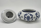 Blue and White Ceramic Porcelain Pumpkin Shape Ginger Jar Vase, Food Tea Canister Container Storage