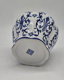 Blue and White Ceramic Porcelain Pumpkin Shape Ginger Jar Vase, Food Tea Canister Container Storage