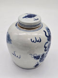 Retro Antique Like Style Blue and White Porcelain Lion Dancing Ceramic Covered Jar Vase, China Ming Style, Jingdezhen (LJ2)