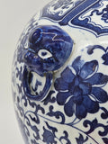 18" Classic Blue and White Floral Porcelain Vase, Double Lion Head Ears Ceramic China Ming Style