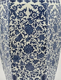 24" Classic Blue and White Hexagonal Lotus Porcelain Vase , Ceramic Vase Jingdezhen, China Qing Style （D8）