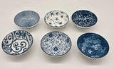 Porcelain Bowls Set of 6, for Cereal, Soup, Chinese Japanese Bowl Sets with Free 6 Porcelain Spoons, 10 oz, Blue and White