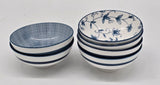 Porcelain Bowls Set of 6, for Cereal, Soup, Chinese Japanese Bowl Sets with Free 6 Porcelain Spoons, 10 oz, Blue and White