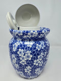 Blue and White Porcelain Pickling Jar with 2 Lids Fermenting Pickling Kimchi Crock Jingdezhen Chinese Blue Cherry Blossom