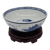 Extra Large Salad Serving Bowls Heritage Chinese Blue and White Landscape 12"x5", Fruit Bowls, Japanese, Korean, Chinoiserie Bowl