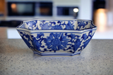 Blue and White Octagon Serving Bowls, Salad Bowls, Fruit Bowls