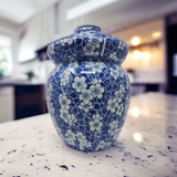 Blue and White Porcelain Pickling Jar with 2 Lids Fermenting Pickling Kimchi Crock Jingdezhen Chinese Blue Cherry Blossom