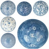 8 - Ounce Porcelain Bowl Sets with Free 6 Porcelain Spoons Set of 6 Blue and White (Blue7)