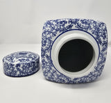 Festcool 12.5" Classic Blue and White Porcelain Floral Square Jar Vase, China Ming Style, Jingdezhen, Double Happiness