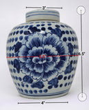 Festcool Antique Style Blue and White Porcelain Flowers Ceramic Covered Jar Vase, China Ming Style, Jingdezhen Chinese (L1)