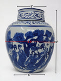 Blue and White Porcelain Ceramic Covered Jar Vase, Beautiful Antient Ladies , Jingdezhen (J19)