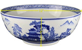 Extra Large Salad Serving Bowls Heritage Chinese Blue and White Landscape 12"x5", Fruit Bowls, Japanese, Korean, Chinoiserie Bowl