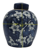 Retro Antique Like Style Blue and White Porcelain Blue Cherry Blossom Plum Flower Ceramic Covered Jar Vase, China Ming Style, Jingdezhen (LJ4)