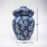 Blue and White Porcelain Pickling Jar with 2 Lids Fermenting Pickling Kimchi Crock Jingdezhen Chinese Blue Cherry Blossom