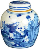 Festcool Antique Style Blue and White Porcelain Ceramic Covered Jar Vase, China Ming Style, Jingdezhen Chinese (S)
