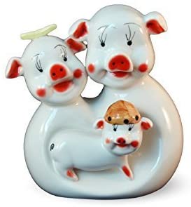 Festcool Happy Family Piggy Bank Porcelain 7 Inch Jingdezhen
