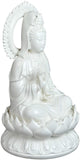 Festcool 12" Fine Porcelain Quan Yin Buddha Glory Sitting on a Lotus Statue, Guanyin, Kwan Yin, Kuanyin, Goddess of Mercy