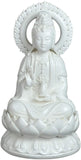 Festcool 12" Fine Porcelain Quan Yin Buddha Glory Sitting on a Lotus Statue, Guanyin, Kwan Yin, Kuanyin, Goddess of Mercy