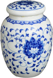 Festcool Blue and White Porcelain Floral Ceramic Tea Storage Covered Jar Container, Decorative, 4.5