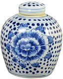 Festcool Antique Style Blue and White Porcelain Flowers Ceramic Covered Jar Vase, China Ming Style, Jingdezhen Chinese (L1)