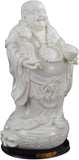 Large 15" Fine White Porcelain Fengshui Happy Laughing Lucky Buddha Standing Statue Dehua (15")