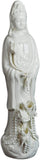 Festcool Dripping Guanyin Buddha Statue, Fine Porcelain Ceramic Quan Yin Buddha with Lotus Standing Over Sea and Three Dragon Statue, Guanyin, Kwan Yin, Kuanyin, Goddess of Mercy (White 16")
