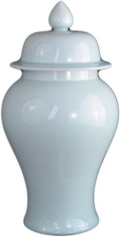 Classic Longquan Celadon Light Blue Porcelain Temple Jar Vase, 14.5" High (DOU1)