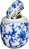 Blue and White Porcelain Floral Ceramic Tea Storage Covered Jar Container, Decorative, Jingdezhen