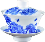 Large Traditional Blue and White Porcelain Gaiwan Fine Tea Cup/coffee Cup with Lid and Saucer Kungfu Tea