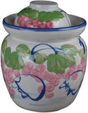 Medium Porcelain Pickling Jar 3 Liter with 2 Lids Fermenting Pickling Kimchi Crock Grape Jingdezhen Chinese Korean (Pink, 10.5")