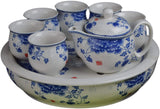 8 Pcs Premium Blue and White Porcelain Tea Set Fine Tea Pot Tea Cups Tea Tray
