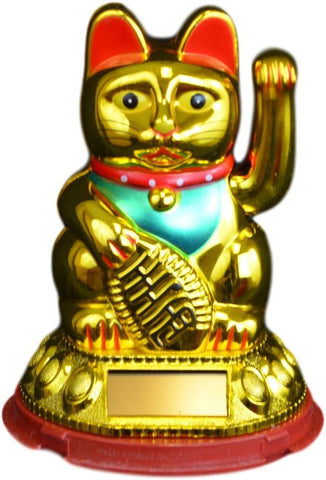 Festcool Beckoning Maneki Neko Lucky Fortune Cat Waving Arm Golden 5"