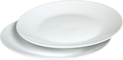 Festcool 2X14-inch Porcelain Circular Platters/Serving Plates, Platter, White, Stackable, Set of 2