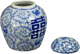 Blue and White Porcelain Flowers Ceramic Covered Jar Vase, China Ming Style, Jingdezhen Chinese(J17)