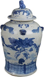 19" Antique Like Finish Blue and White Porcelain Children Play Temple Ceramic Ginger Jar Vase, China Ming Style, Jingdezhen (L2)