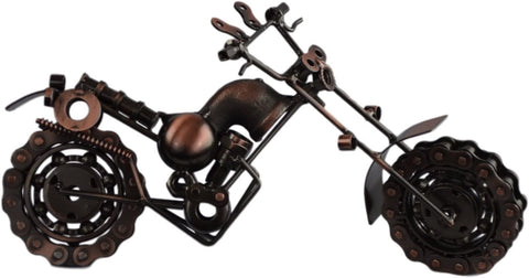 Metal Motorcycle Bike Sculpture Collectible Model Chopper M47-1, Handmade 10.5"