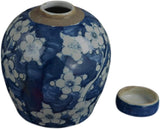 Retro Antique Like Style Blue and White Porcelain Blue Cherry Blossom Plum Flower Ceramic Covered Jar Vase, China Ming Style, Jingdezhen (LJ4)