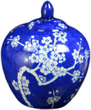 Classic Porcelain Floral Jars Vases, China Ming Style, Jingdezhen Blue Cherry Blossoms (J11)