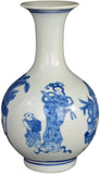 Festcool 9" Classic Blue and White Floral Porcelain Vase, China Vase, Decorative Vase, Reward Vase