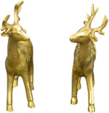 Festcool Pair of Bronze Deer Statues Sculpture, 7" H x 7" L x 2.5" W